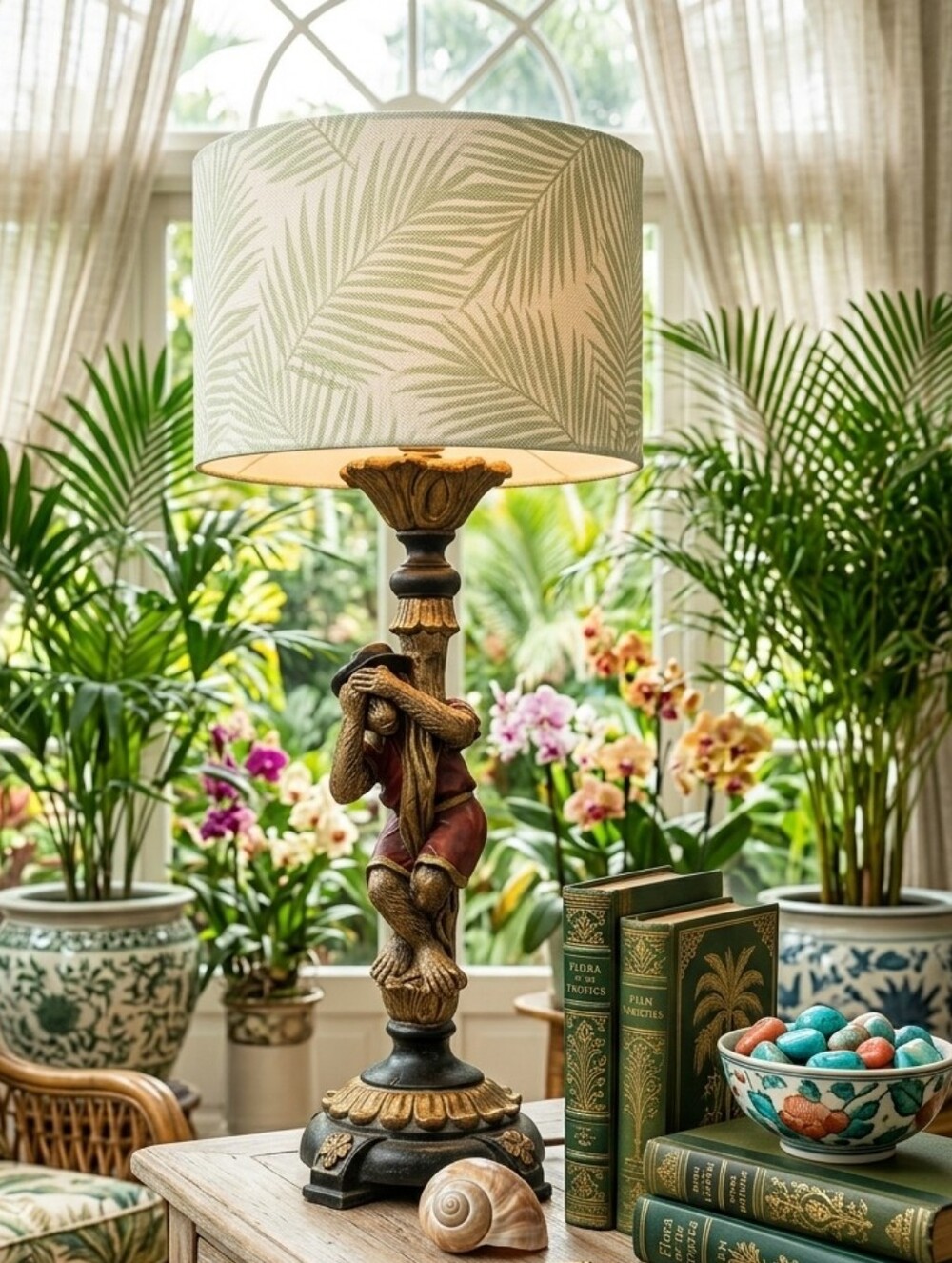 Vintage Monkey Table Lamp Hollywood Regency Palm Beach Maximalist Decor - Picture 2 of 10